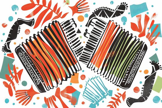 colorful accordions abstract art on white background clip art preview