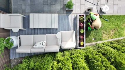 Aerial View of Living Room and Patio