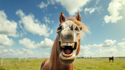 Horse Yawning Widely