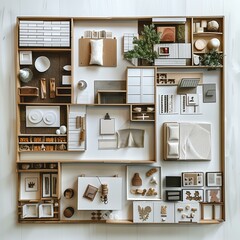 Illustration in knolling style - house
