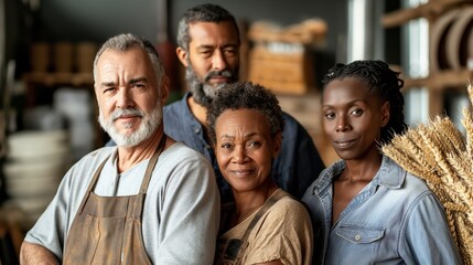 Fototapeta premium A diverse group of individuals standing close to each other in a social setting