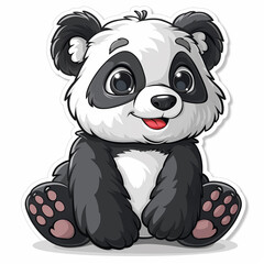 A delightful printable black-and-white coloring page of a panda for kids.