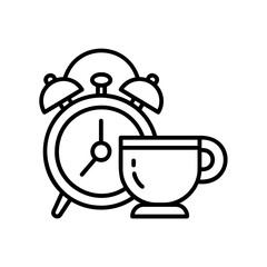 alarm clock and coffee cup