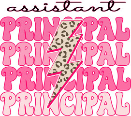 Half leopard cheetah Sublimation png Assistant Principal Leopard Print Lightning Bolt Text PNG, Bold Pink Assistant Principal with Retro Text and Animal Print PNG, Trendy Assistant Principal Design