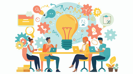 Brainstorm teamwork concept. Business team discusses