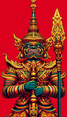 Guardians of Myth: Thai Mythological Warriors in Majestic Armor and Fierce Poses