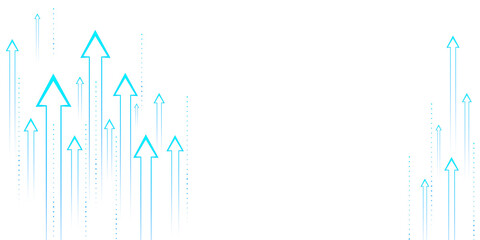 A series of blue upward arrows on a white background, representing the concept of growth or success
