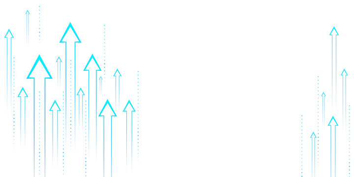 A series of blue upward arrows on a white background, representing the concept of growth or success