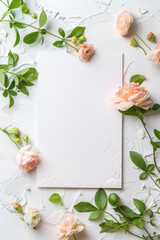 A white card with a pink flower on it