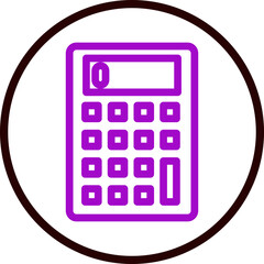 Calculator Line Purple Circle Black Icon Design
