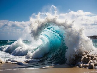 A wave is about to crash into the ocean