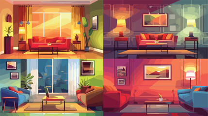 Four of various modern interior design of living room