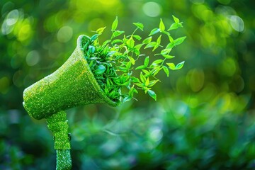 Bio Background. Communication Concept with Megaphone in Green Marketing - Powered by Adobe