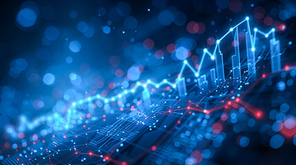 financial stock market graph on technology abstract background. 3d illustration.