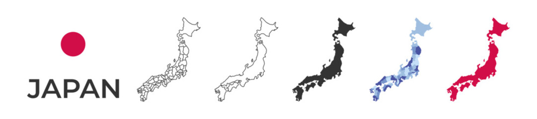Map of Japan icons. Vector illustration