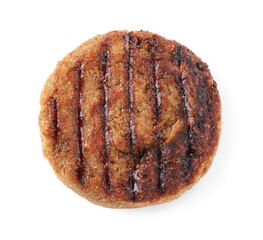 Vegetarian product. Tasty lentil cutlet isolated on white, top view