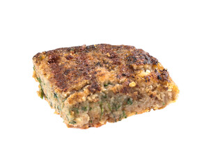 Piece of tasty vegetarian cutlet isolated on white