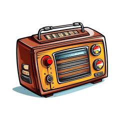 A cartoon radio with buttons and a dial