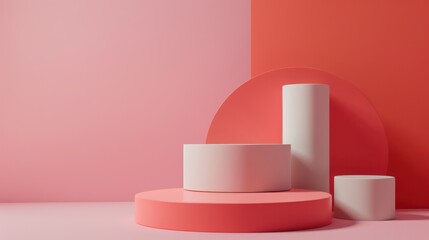 A modern minimalist composition with geometric shapes, featuring a clean and simple aesthetic in pastel colors