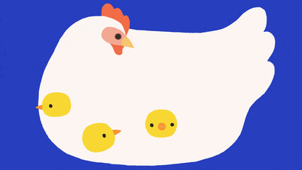 ひよこを抱く鶏 © Kayoko