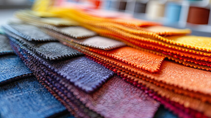 Colorful leather samples of different colors and textures on a sewing machine