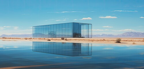 Modern Reflections: A Glass Cube in the Desert