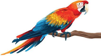 Ara Macaw sitting on branch. Large tropical parrot 