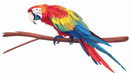 Ara Macaw sitting on branch. Large tropical parrot 