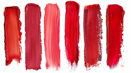 A row of red lipstick with a white background