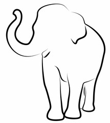 Elephant vector, line drawing side view illustration isolated on white background
