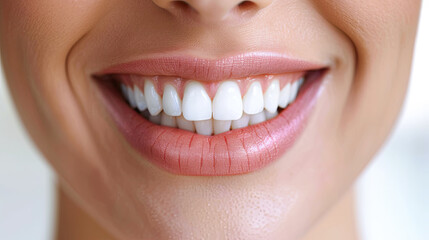 Beautiful woman smile with healthy teeth. Close-up of female mouth.