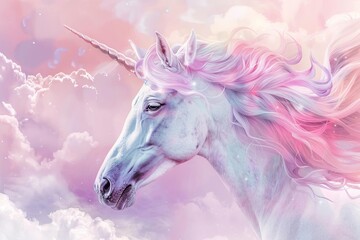 dreamy pastel unicorn art mythical creature illustration