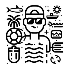 Vacation icon, leisure icon, summer icon, travel icon, beach icon, sun icon, tourism icon, airplane icon, travel destinations icon, family icon, business icon, sunbathing icon, icon, travel, summer,