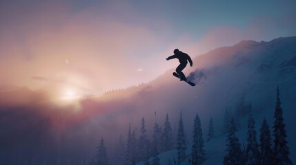 A person snowboarding through the air