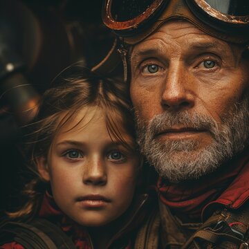 Father's Day banner, vintage airplanes, and pilot gear