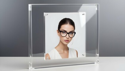 A sleek acrylic frame with a modern transparent d