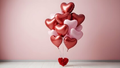 A balloon bouquet arranged in the shape of a heart