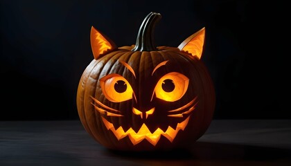 Craft an image of a halloween pumpkin carved with upscaled_7