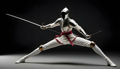 A duelists epee with a slender blade poised for upscaled_4