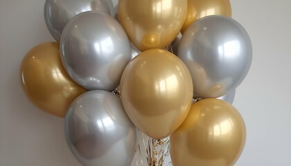 A balloon bouquet in shades of gold and silver for upscaled_4
