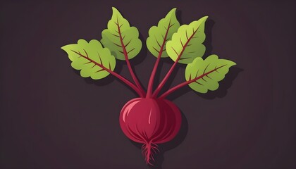 A beet icon with red root and green leaves upscaled_9