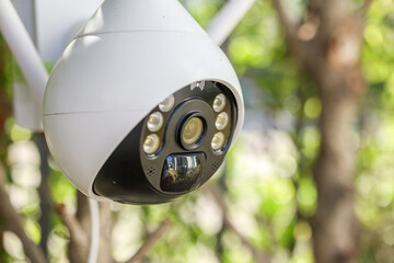 Security IP CCTV camera using solar energy install on the tree for home security system