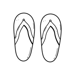 Slates, beach flip flops doodle sketch on a white background. Vector illustration of summer shoes.