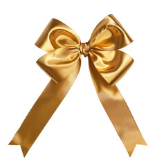 Fototapeta premium A gold ribbon bow is shown on transparent background