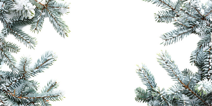 christmas tree branches with snow