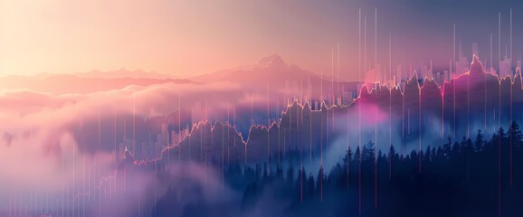 Subtle single line graph gracefully climbing against a tranquil backdrop, portraying calm market growth. - Powered by Adobe