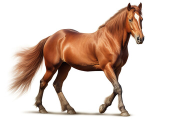 Image of a brown horse full shape on white background. Mammals. Wildlife Animals.