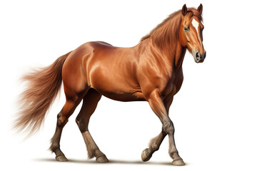 Obraz premium Image of a brown horse full shape on white background. Mammals. Wildlife Animals.