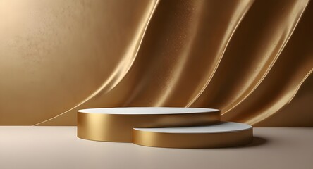 Gold podium background award elegant light premium product cosmetic brown 3d sale. Podium design gold template background showcase line beauty golden abstract white texture mockup banner glitter wave 