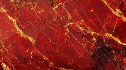 A high-resolution image showcasing a luxurious abstract red and gold marble pattern with rich textures and veins